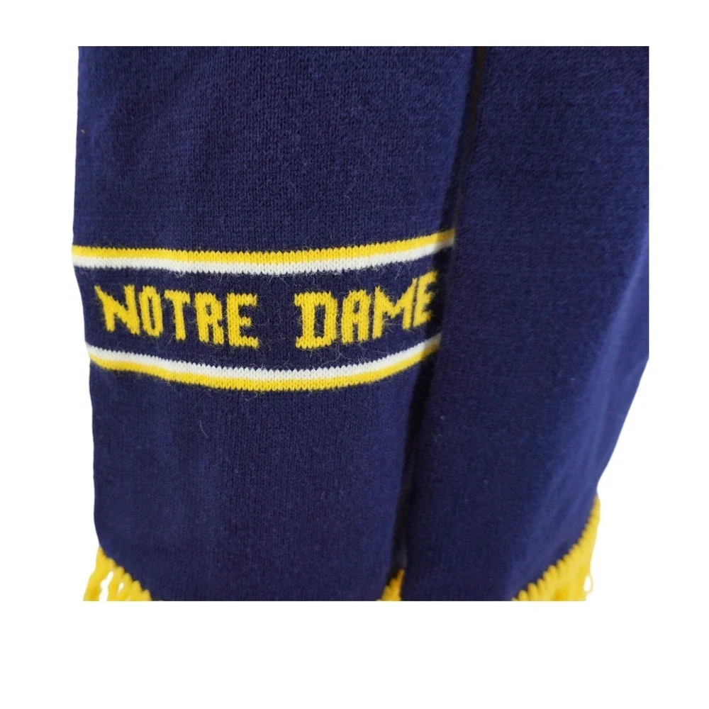 Notre Dame Fighting Irish Knit Scarf Navy Blue Yellow Fringe Collegiate Fan Gear